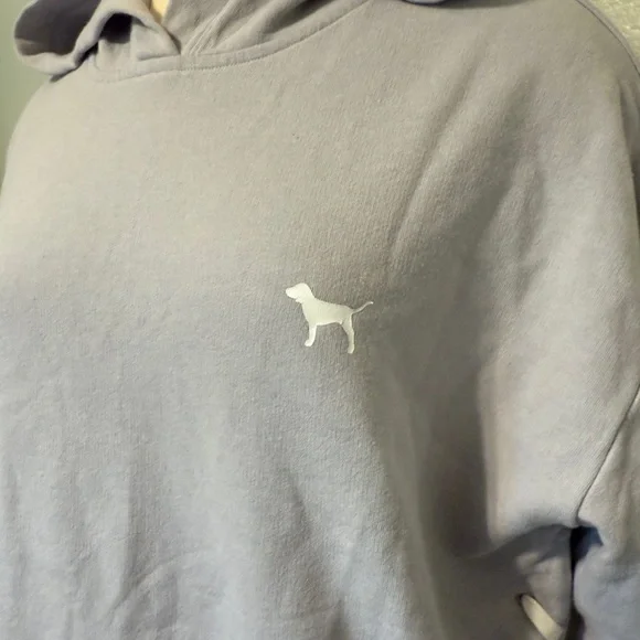 PINK‎ Victoria's Secret Light Gray Hoodie with Dog Emblem - Picture 5 of 5